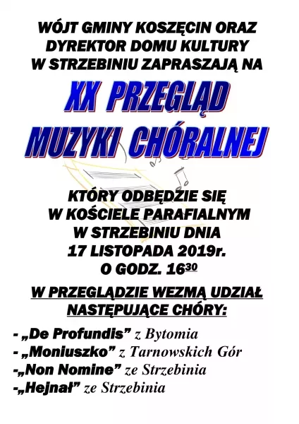 XX Przegląd Muzyki Chóralnej - Zapraszamy!