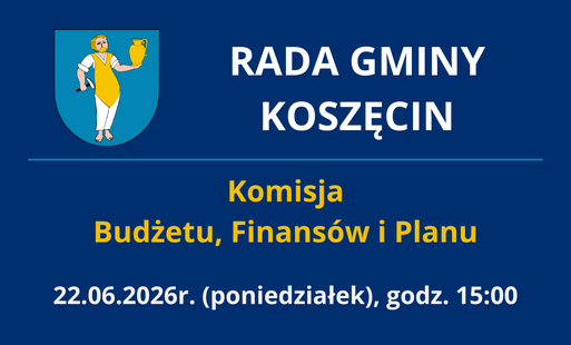 grafika z herbem gminy i informacją o posiedzeniu komisji