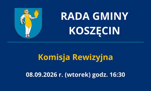 grafika z herbem gminy i informacją o posiedzeniu komisji