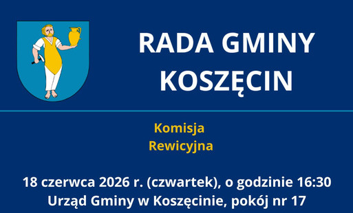 grafika z herbem gminy i informacją o posiedzeniu komisji