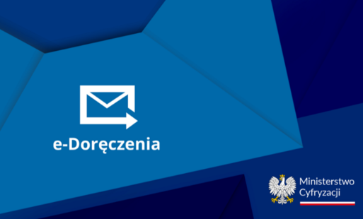 grafika z logiem e-doręczeń i ministerstwa cyfryzacji
