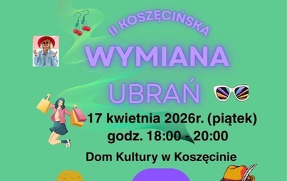 fragment plakatu informacyjnego o II koszęcińskiej wymianie ubrań